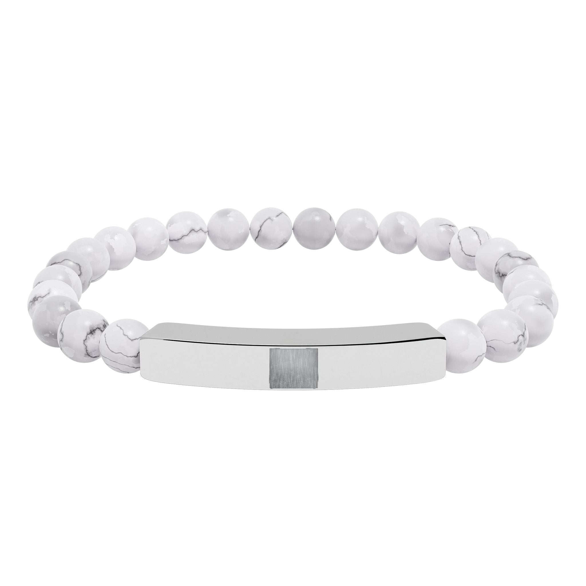 Natural Stone Stretch Bar Bracelet (Engraving)