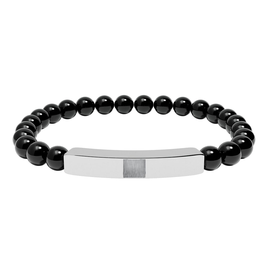Natural Stone Stretch Bar Bracelet (Engraving)