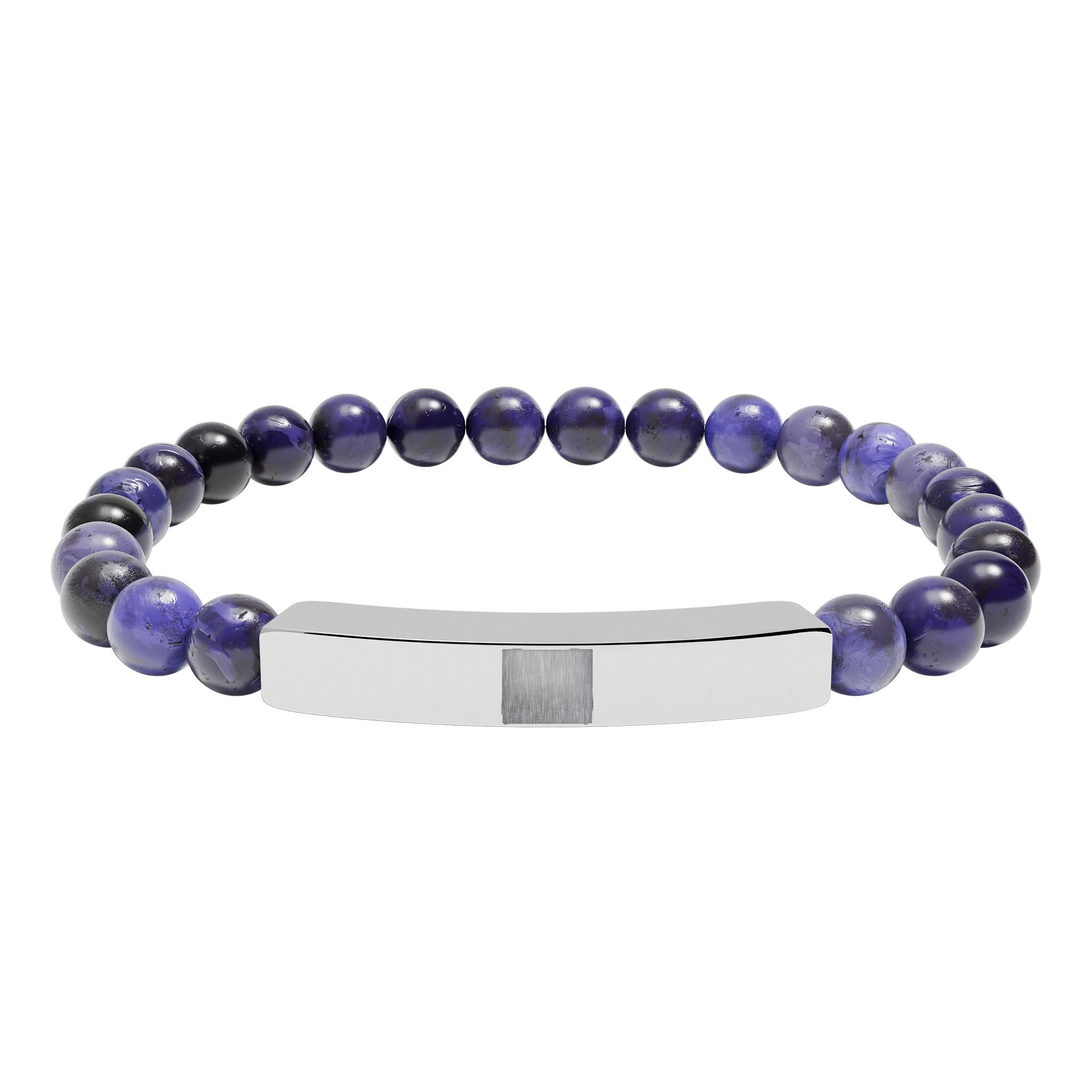 Natural Stone Stretch Bar Bracelet (Engraving)