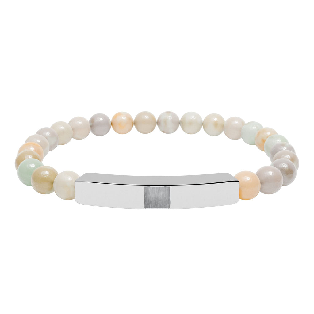 Natural Stone Stretch Bar Bracelet (Engraving)