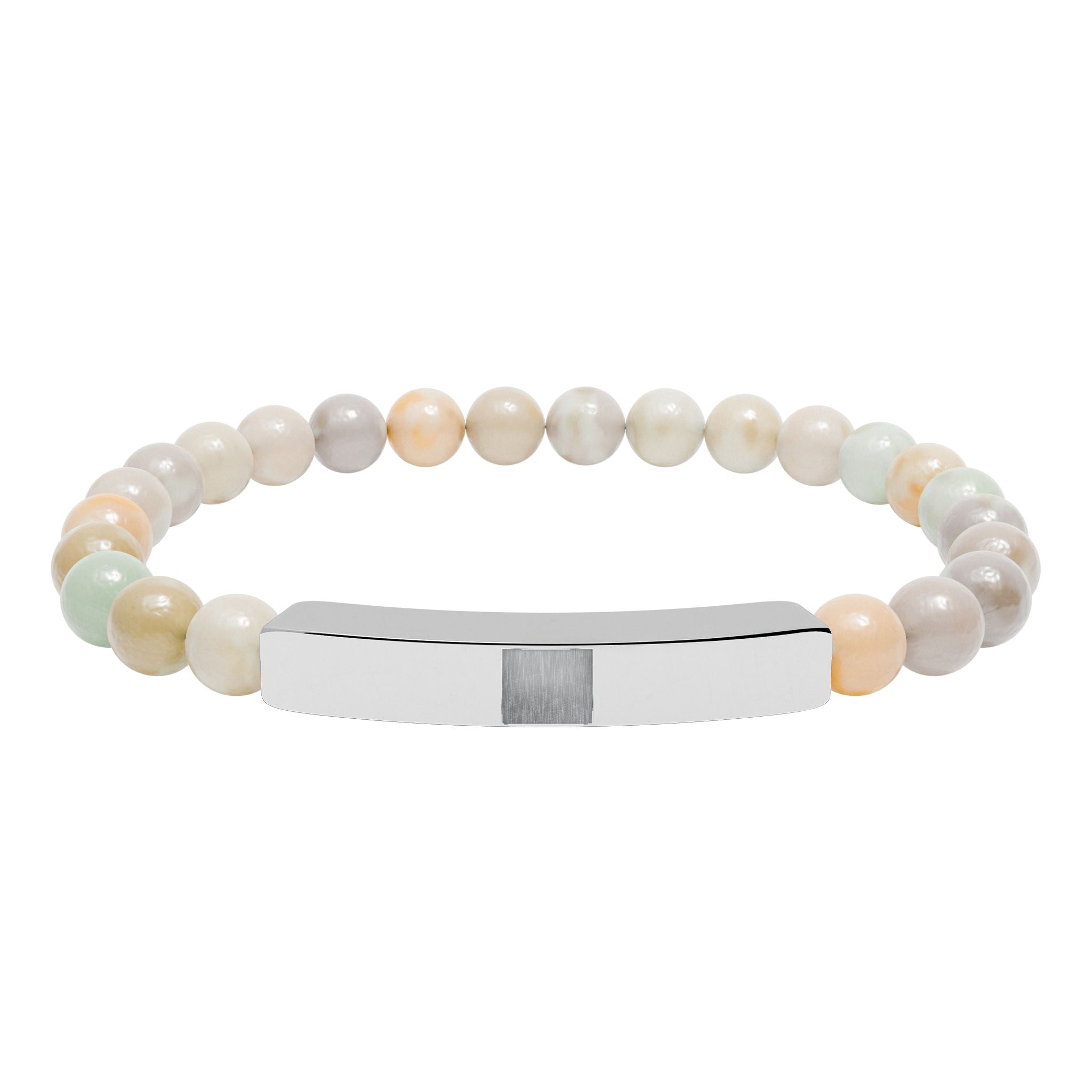 Natural Stone Stretch Bar Bracelet (Engraving)