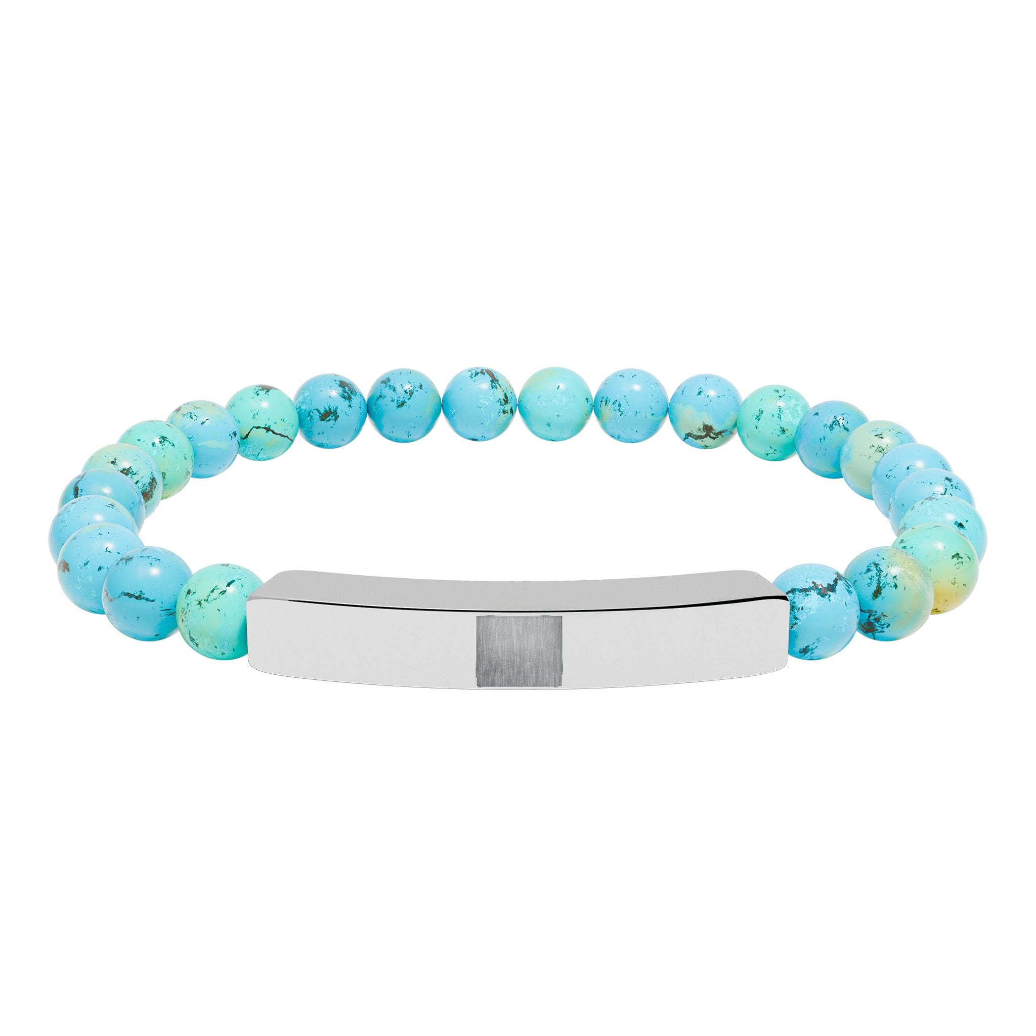 Natural Stone Stretch Bar Bracelet (Engraving)